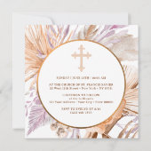 ラベンダーとピーチブーケバプテスマ 招待状 (裏面)