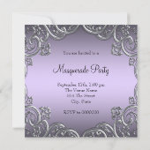 ラベンダーとブラックマスクマスカレードパーティー 招待状 (裏面)