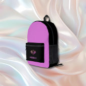 ラベンダーとブラックモノグラムモダンピックボール プリントバックパック