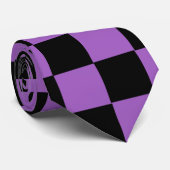 ラベンダーとブラック市松模様にパターン贅沢 ネクタイ (ロール)