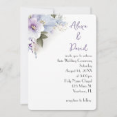 ラベンダーとブルーのフローラ結婚式の招待 招待状 (正面)