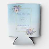 ラベンダーとベージュの花の金ゴールド枠 缶クーラー (正面)