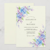 ラベンダーとペリウィンクルのアジサイとユーカリの結婚式 招待状 (正面/裏面)