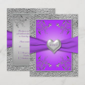 ラベンダーとペワーターハートの出欠確認カード 出欠カード (正面/裏面)