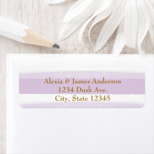 ラベンダーとホワイトウォーターのカラーストライプ住所 シール (インサイチュ)