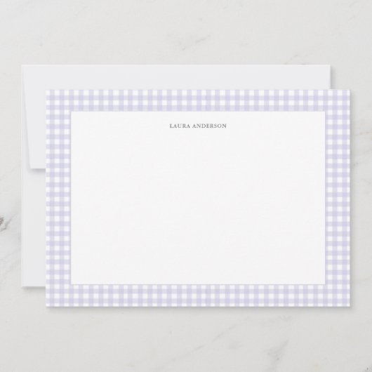 ラベンダーとホワイトジンガパーソナライズされたムフラット サンキューカード (正面)