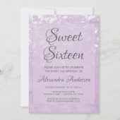 ラベンダーとホワイトスウィート16誕生日パーティー 招待状 (正面)