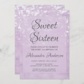 ラベンダーとホワイトスウィート16誕生日パーティー 招待状 (正面/裏面)
