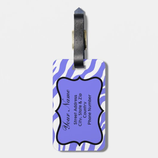 ラベンダーとホワイトゼブラ&チータピンクの花 ラゲッジタグ (裏面縦)