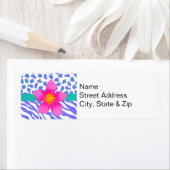 ラベンダーとホワイトゼブラ&チータピンクの花 ラベル (インサイチュ)