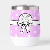 ラベンダーとホワイト水玉模様ホワイトボウをパーソナライズ (正面)