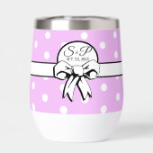 ラベンダーとホワイト水玉模様ホワイトボウをパーソナライズ (背面)