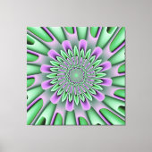 ラベンダーとミントグリーンのフラクタル花 キャンバスプリント (正面)