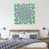 ラベンダーとミントグリーンのフラクタル花 キャンバスプリント (インサイチュ (寝室))