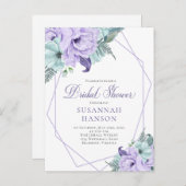 ラベンダーとミントジオメトリック牡丹ブライダルシャワー ポストカード (正面/裏面)