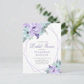 ラベンダーとミントジオメトリック牡丹ブライダルシャワー ポストカード (スタンド正面)