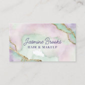 ラベンダーとミント金ゴールド水色 名刺 (正面)