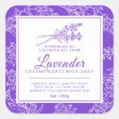 ラベンダーとヤギ牛乳せっけん紫ホワイト スクエアシール (正面)