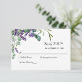 ラベンダーとユーカリのエレガントな結婚式 RSVPカード (スタンド正面)