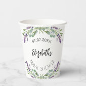 ラベンダーとユーカリのグリーンが美しいブライダルシャワー 紙コップ (正面)
