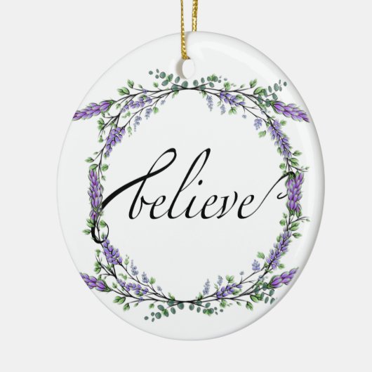 ラベンダーとユーカリの水彩フローラ信じ セラミックオーナメント (左)