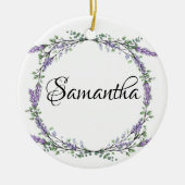 ラベンダーとユーカリの水彩フローラ セラミックオーナメント (正面)
