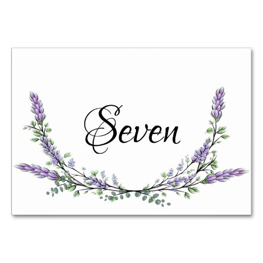 ラベンダーとユーカリの水彩表7 テーブルナンバー (正面)