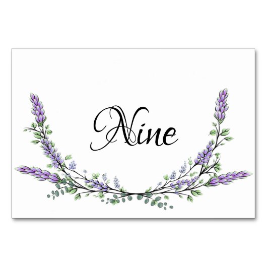 ラベンダーとユーカリの水彩表9 テーブルナンバー (正面)