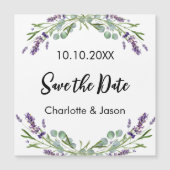 ラベンダーとユーカリの結婚式 Save the Date マグネット (正面)