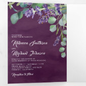 ラベンダーとユーカリ写真アーチパープル結婚ズ 三つ折り招待状 (内部最初)