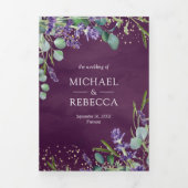 ラベンダーとユーカリ紫QRコード結婚ズ 三つ折り招待状 (カバー)