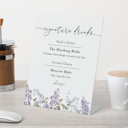 ラベンダーとライラックのシグネチャードリンクペデスタルサイン 台座サイン (インサイチュ)