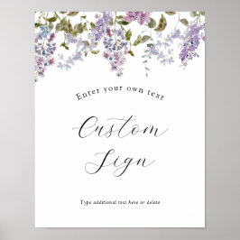ラベンダーとライラックの花 カスタムテキストサイン ポスター
