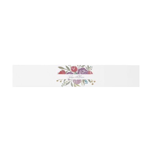 ラベンダーとレッドウォーターの色のフローラ結婚ズ 招待状ベリーバンド (フラット)