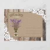 ラベンダーとレースの素朴木の板は日付を保存 案内ポストカード (裏面)