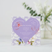 ラベンダーとレースハートブライダルシャワー招待 招待状 (スタンド正面)