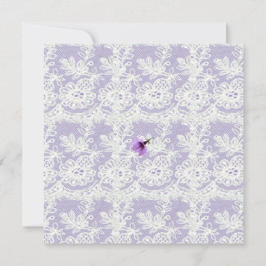 ラベンダーとレースハートブライダルシャワー招待 招待状 (裏面)