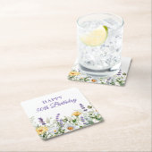 ラベンダーとワイルドフラワーハッピー50誕生日 スクエアペーパーコースター (インサイチュ)