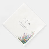 ラベンダーとワイルドフラワー結婚ズのナプキン (コーナー)