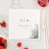 ラベンダーとワイルドフラワー結婚ズのナプキン (インサイチュ)