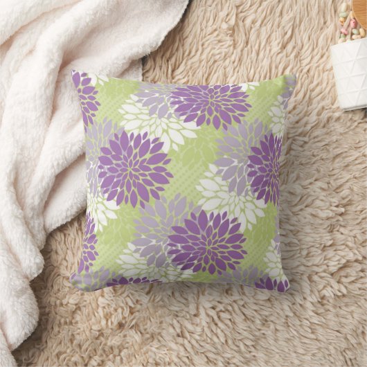 ラベンダーと春グリーンミックスとマッチ クッション (ブランケット)
