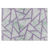 ラベンダーと淡い色の緑モザイク模様 カッティングボード (正面)