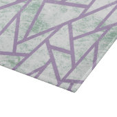 ラベンダーと淡い色の緑モザイク模様 カッティングボード (角)