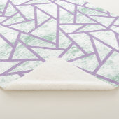 ラベンダーと淡い色の緑モザイク模様 シェルパブランケット (3/4)