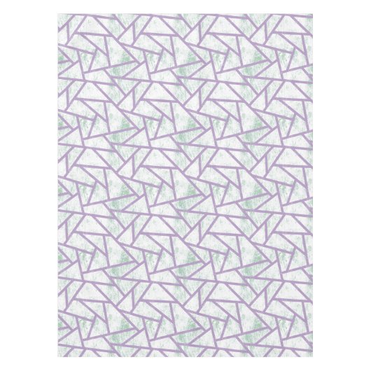 ラベンダーと淡い色の緑モザイク模様 テーブルクロス (正面)