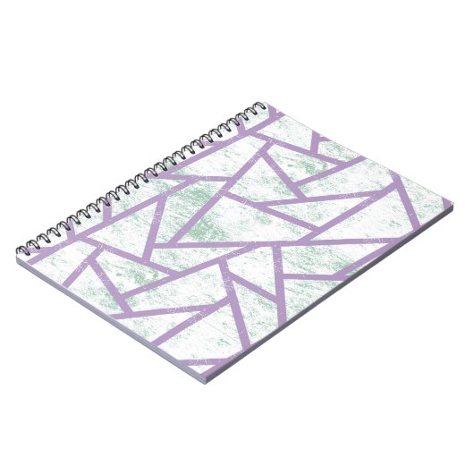 ラベンダーと淡い色の緑モザイク模様 ノートブック (左側)