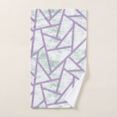 ラベンダーと淡い色の緑モザイク模様 バスタオルセット (ハンドタオル)