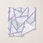 ラベンダーと淡い色の緑モザイク模様 バスタオルセット (ウォッシュタオル)