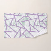 ラベンダーと淡い色の緑モザイク模様 バスタオルセット (ハンドタオル)