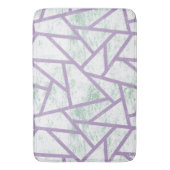 ラベンダーと淡い色の緑モザイク模様 バスマット (正面縦)